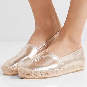 Yves Saint Laurent Gold Embroidered Espadrilles